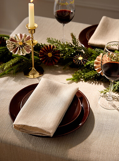 Shimmering linen-effect napkins Set of 2 <b>Christmas Collection</b>
