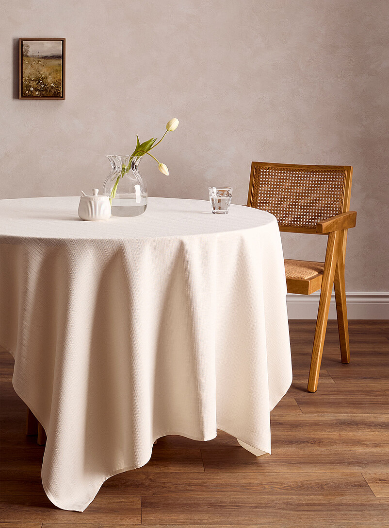Cream Textured Tablecloth