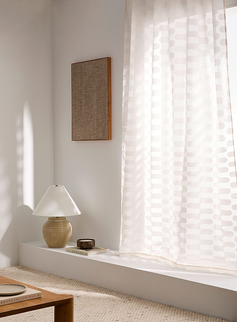 Geometric pattern delicate openwork sheer curtain One panel 140 x 220 cm product image (primary)