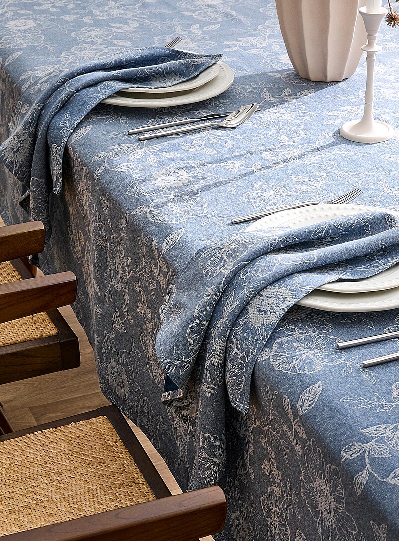 Faux-denim floral napkins Set of 2 product image (primary)