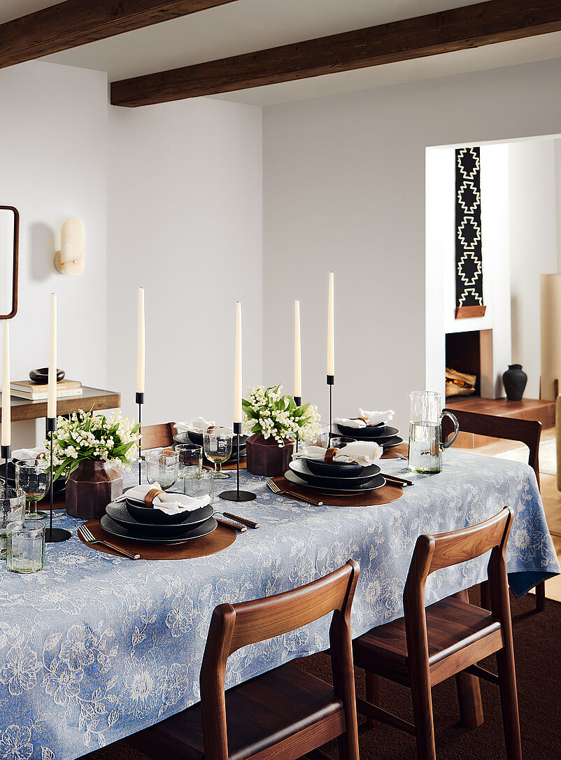 Faux-denim floral tablecloth product image 3