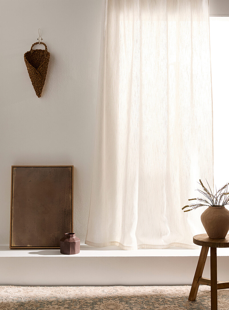 Hairline-stripe delicate openwork sheer curtain One panel 140 x 220 cm product image (primary)