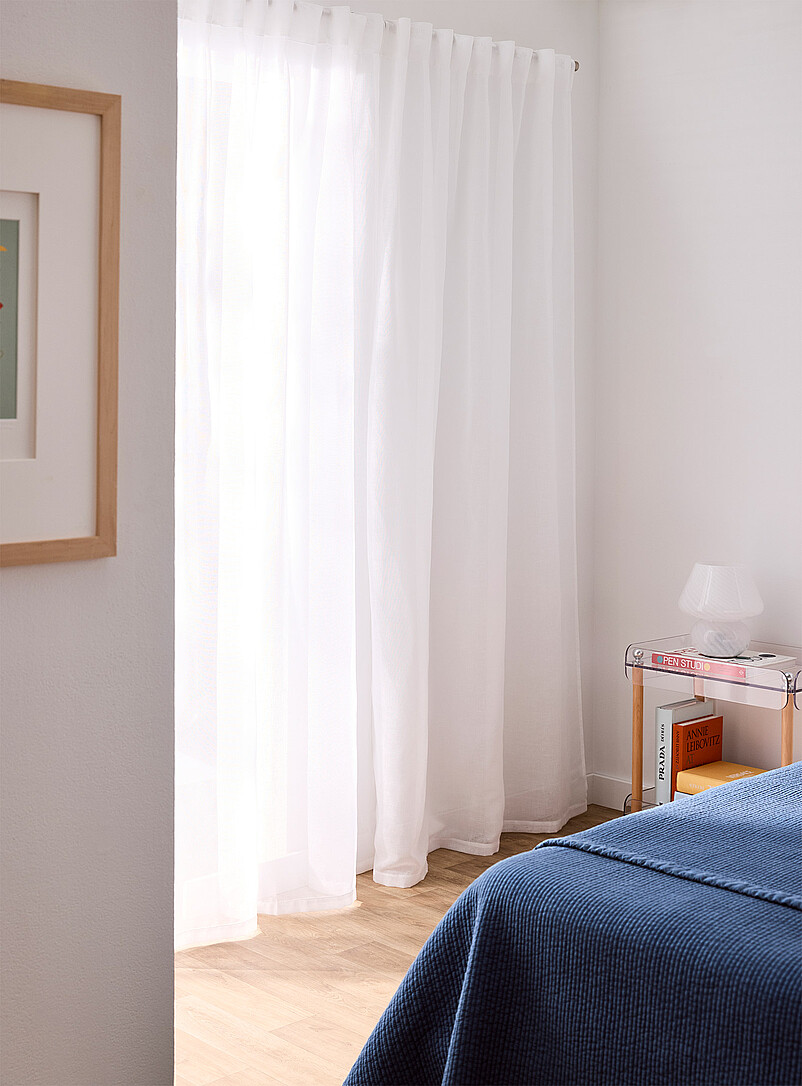 Solid faux-linen sheer curtains Two panels See available sizes product image (primary)