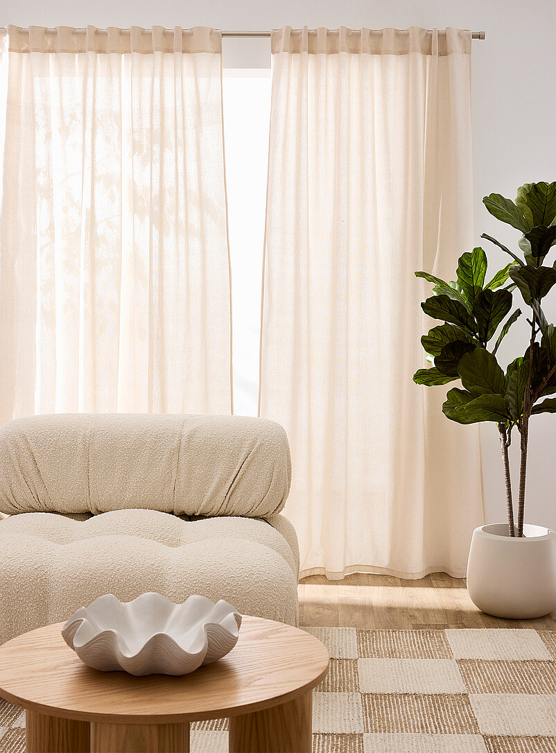Solid Faux-Linen Curtains Two Panels 140 X 220 Cm