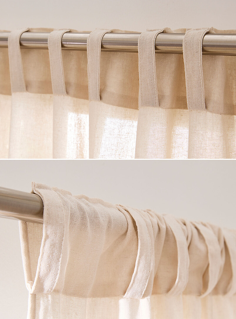 Solid faux-linen curtains Two panels 140 x 220 cm product image 3