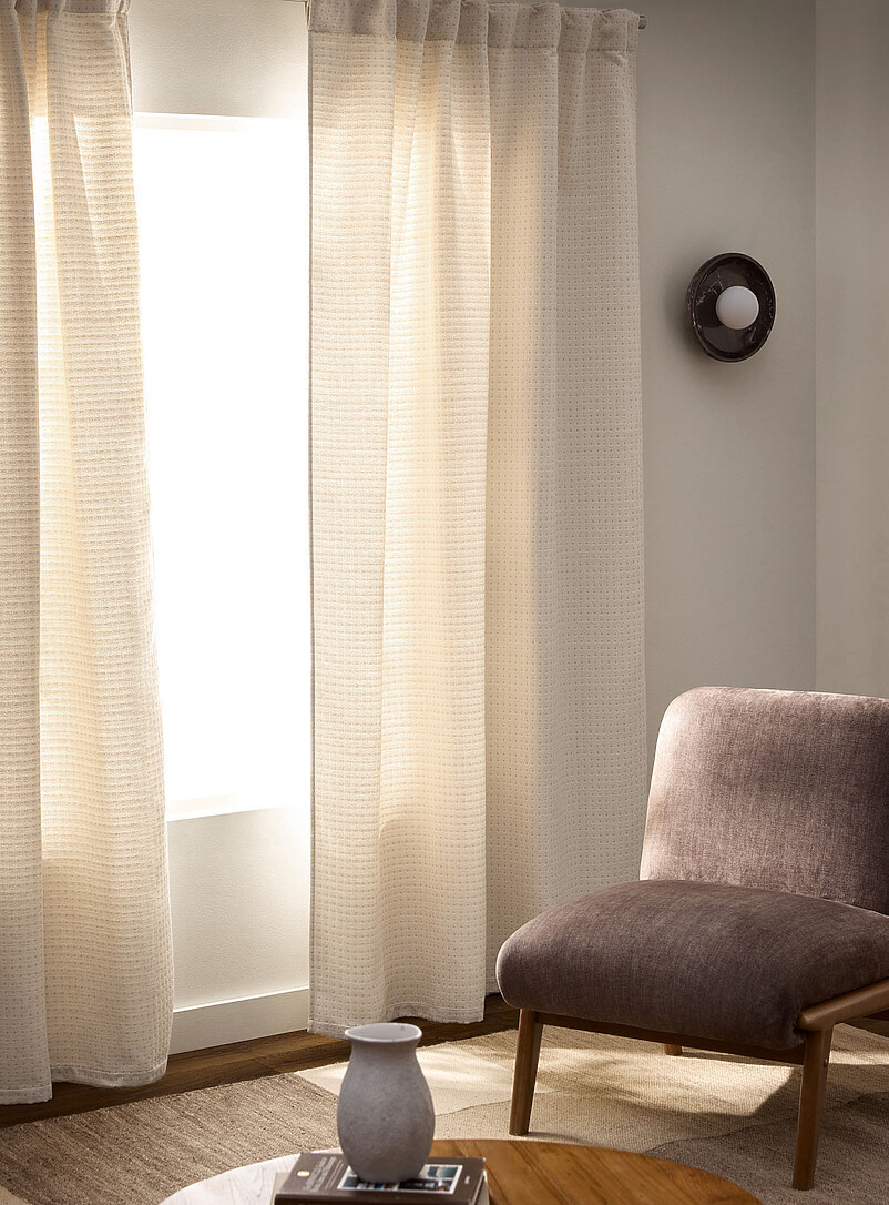 Textured polka dot and windowpane curtain One panel 140 x 220 cm product image (primary)