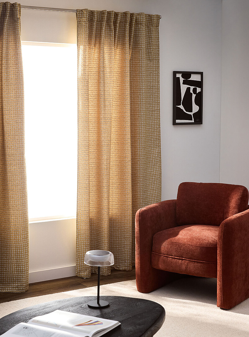 Textured Polka Dot And Windowpane Curtain One Panel 140 X 220 Cm