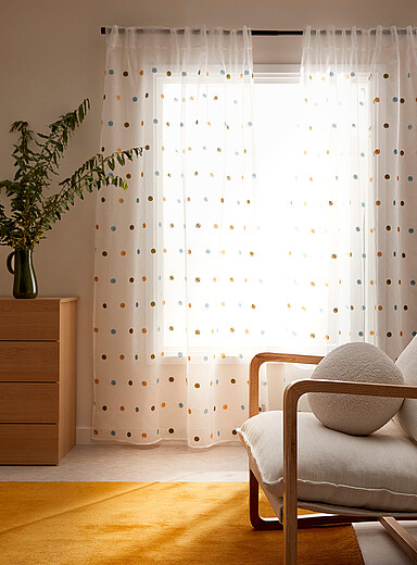 Le voilage pois brod&eacute;s <b>Un panneau</b> 130 x 220 cm