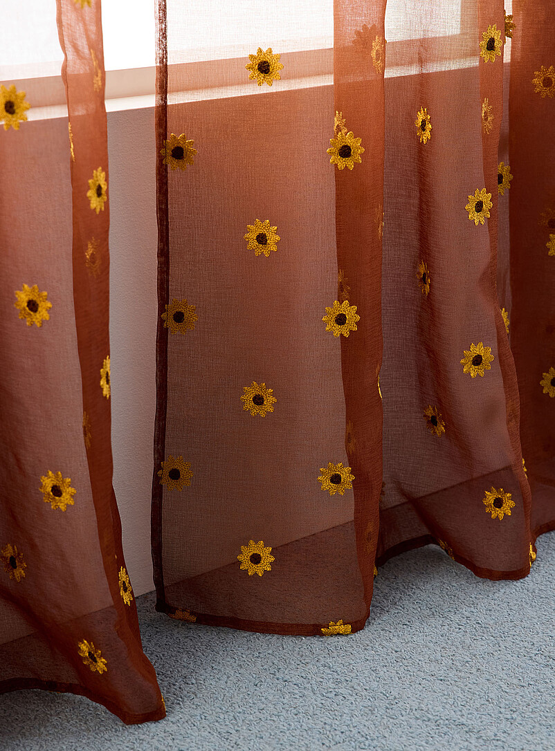 Embroidered sunflowers sheer curtain One panel 130 x 220 cm product image 2