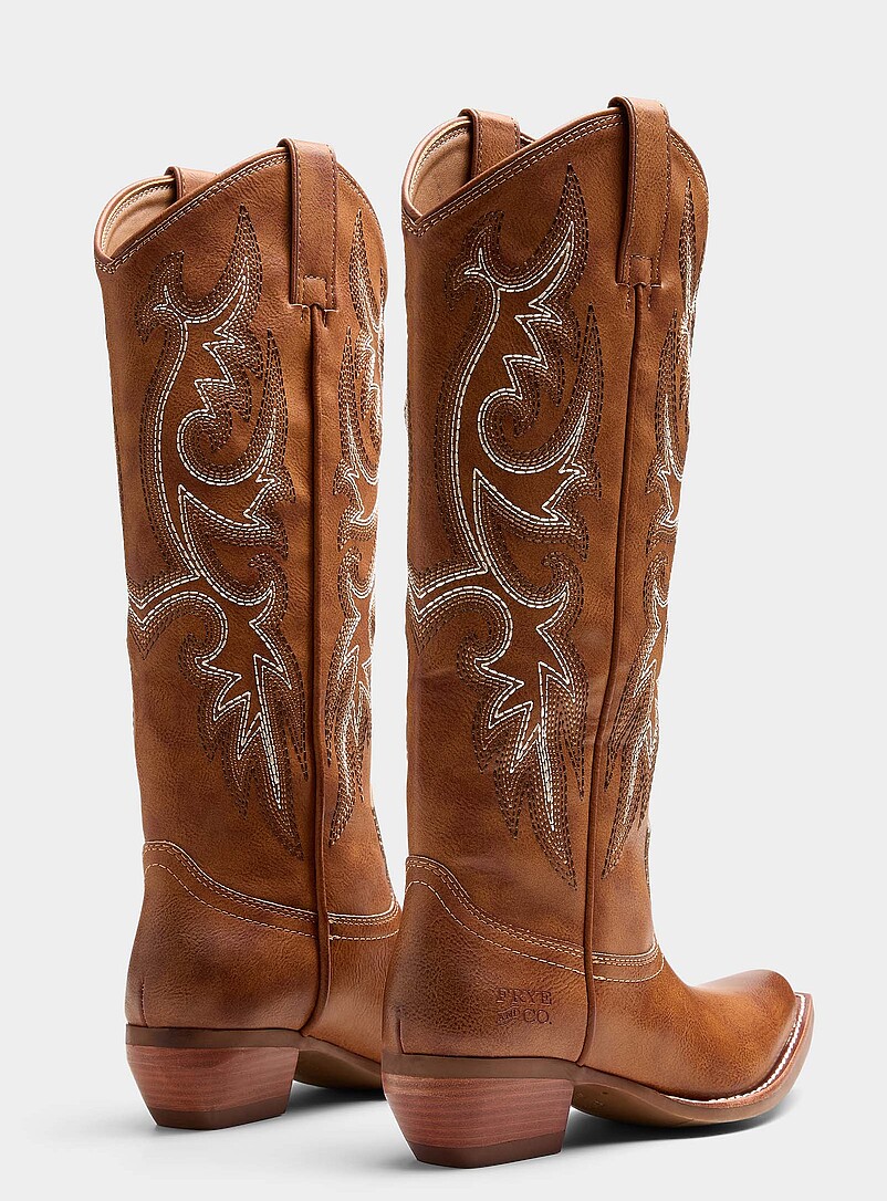 Frye and Co.: La botte western surpiqu&eacute;e Irlene Caramel pour femme