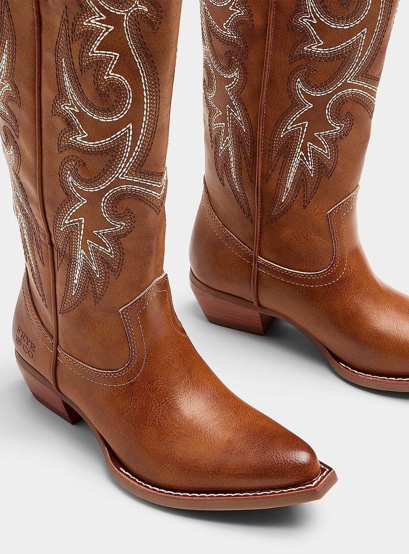 Frye and Co.: La botte western surpiqu&eacute;e Irlene Caramel pour femme