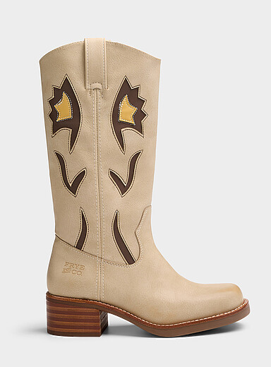 Frye and Co. Ivory/Cream Beige Cream Miranda 10 floral boots Women for women