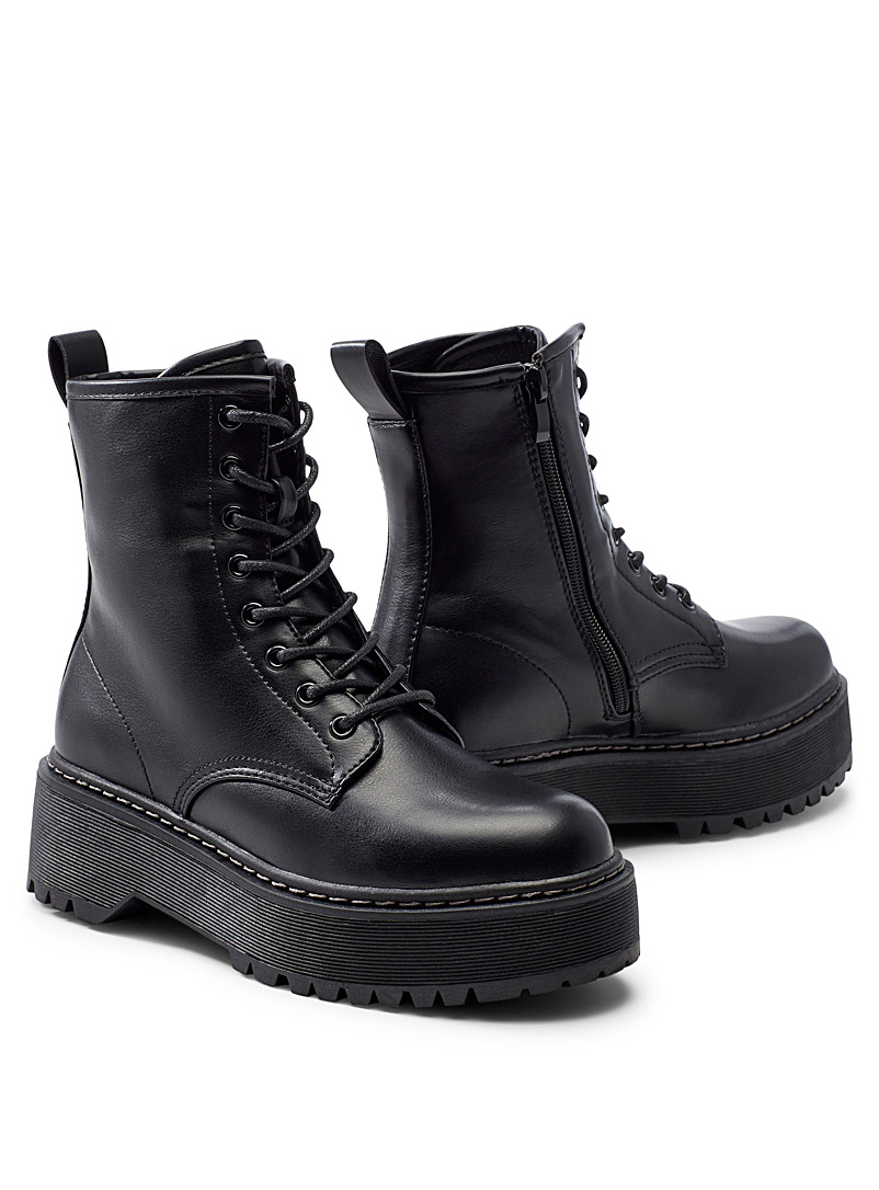 black lace up boots platform