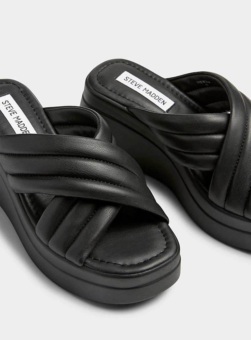 Steve Madden Black Camellia black platform sandals for women