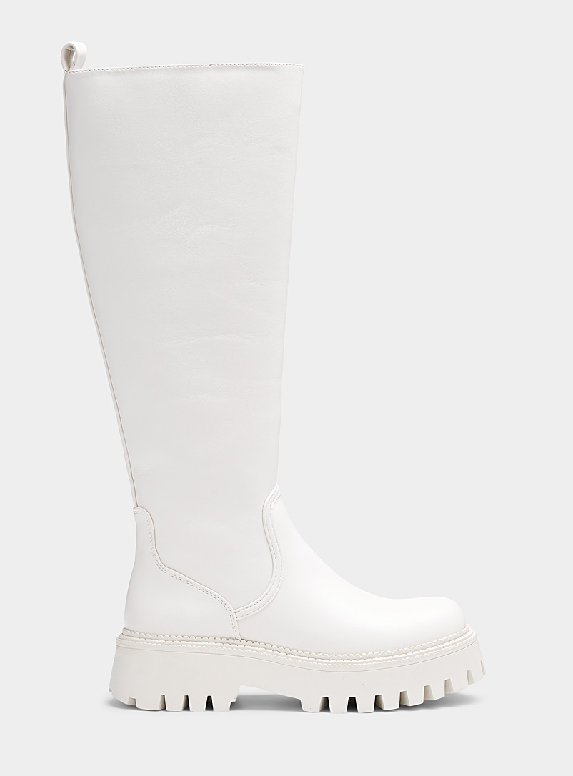 Steve Madden Ivory White Brenna notched-sole knee-high boots for women