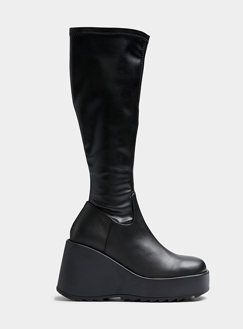 Steve Madden Black Duke30 knee-high platform boot for women