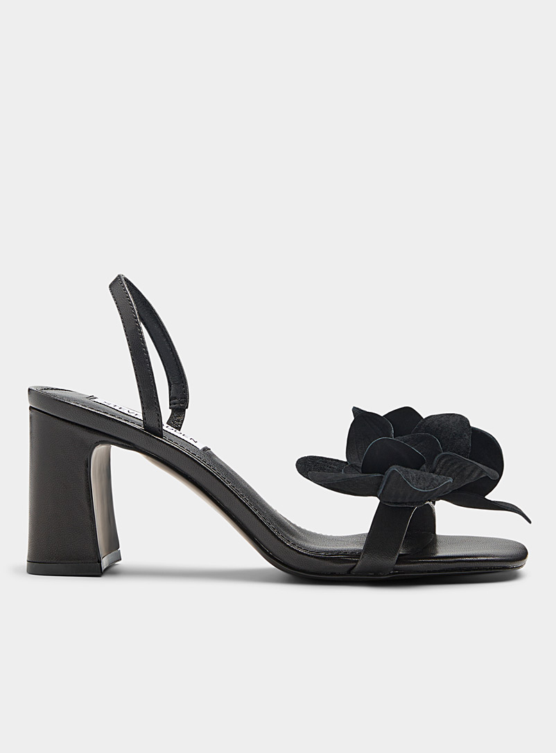 Steve Madden Black Farrie flowers heeled sandals for women