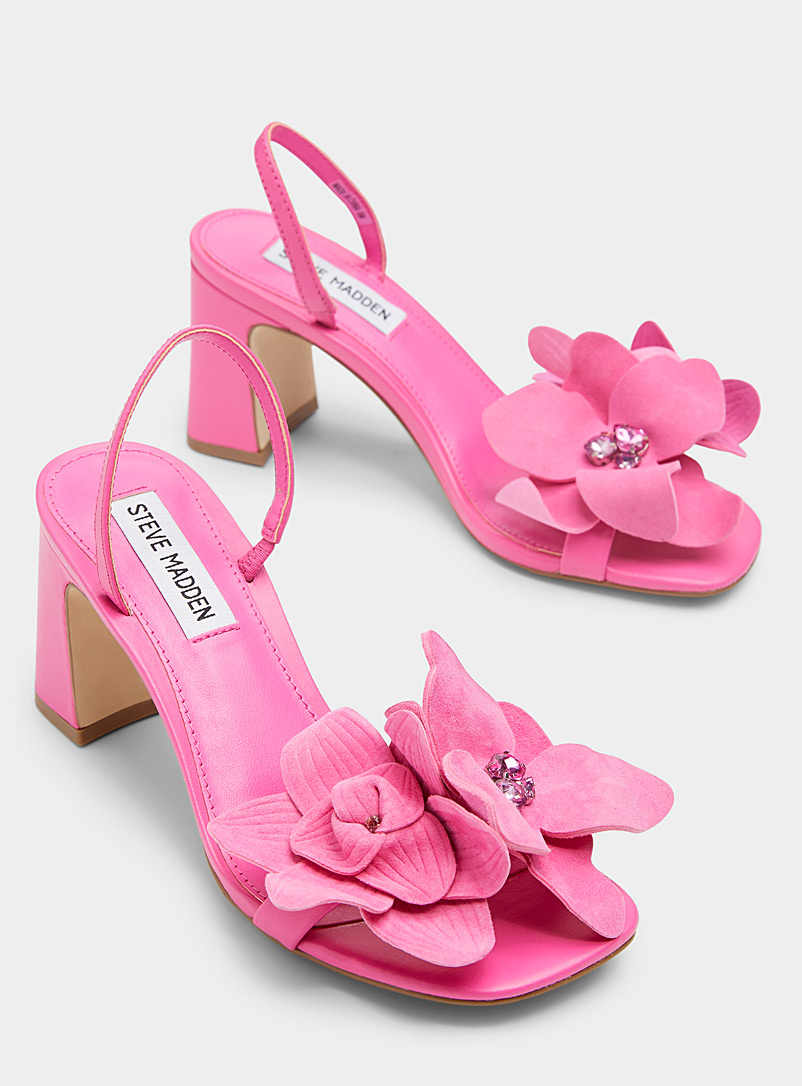 Steve Madden Pink Farrie flowers heeled sandals for women