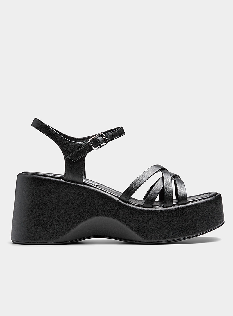 Steve Madden Black Criss-cross multi-strap platform sandals Women for women