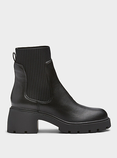 Steve Madden: La botte crant&eacute;e c&ocirc;t&eacute;s tricot Halona Femme Noir pour femme