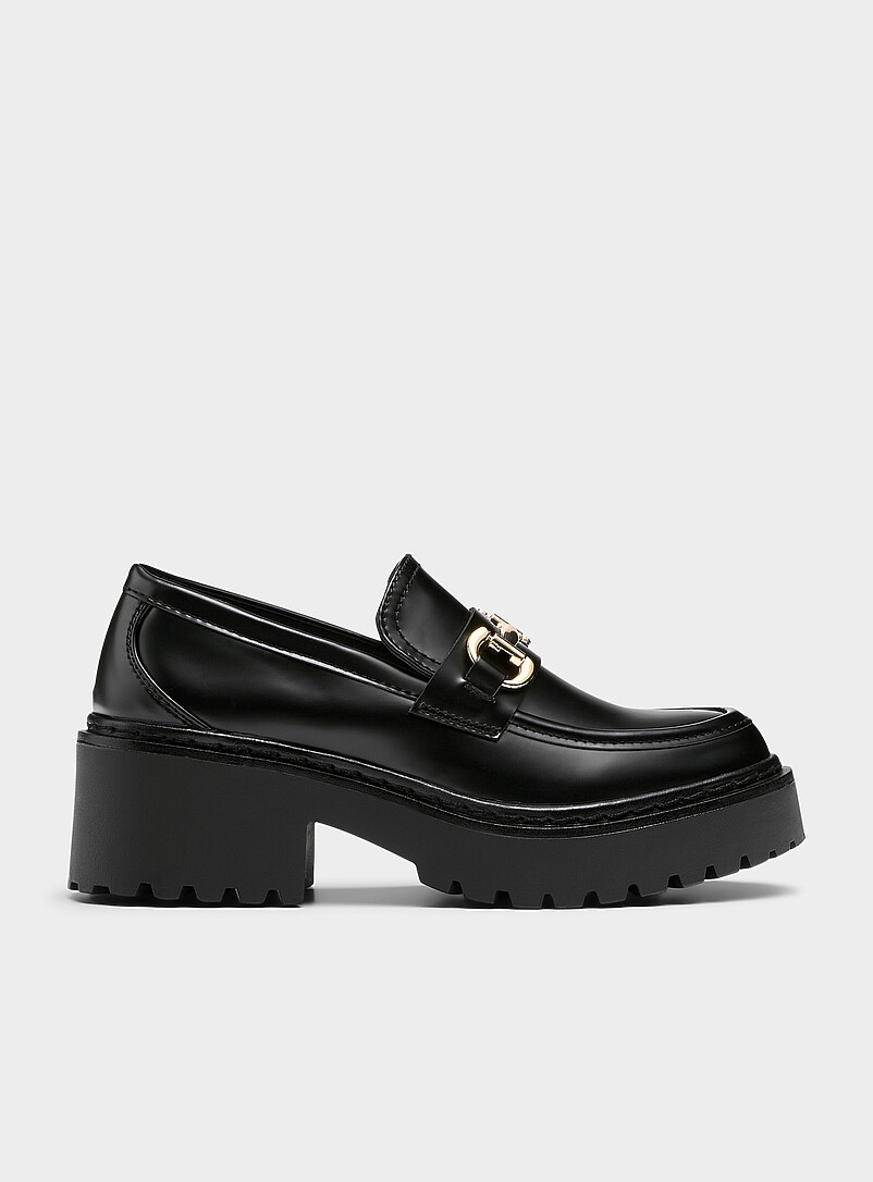 Steve Madden: Le fl&acirc;neur crant&eacute; boucle dor&eacute;e Approach Femme Noir pour femme