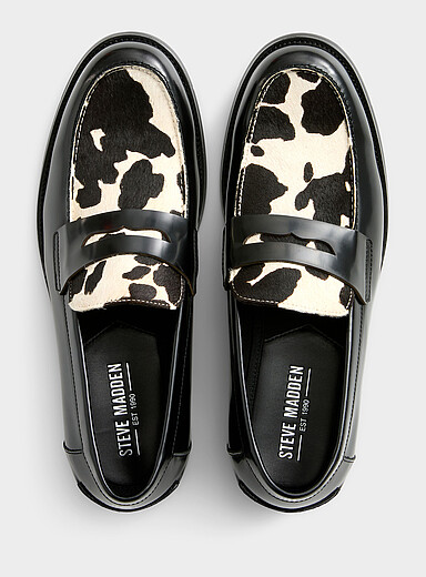 Natan cow-print pony hair leather penny loafers Men