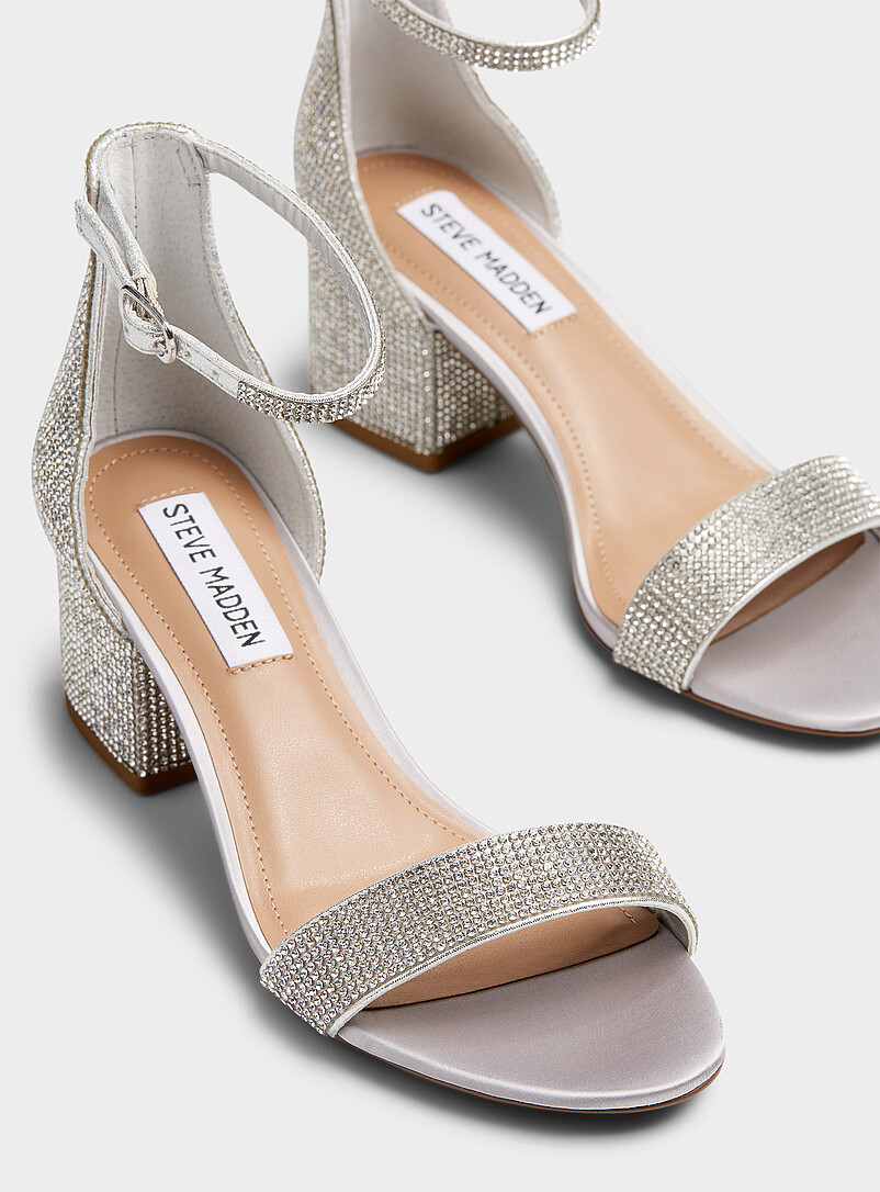 Steve Madden: La sandale talon bloc &eacute;tincelante Irene Femme Argent pour femme
