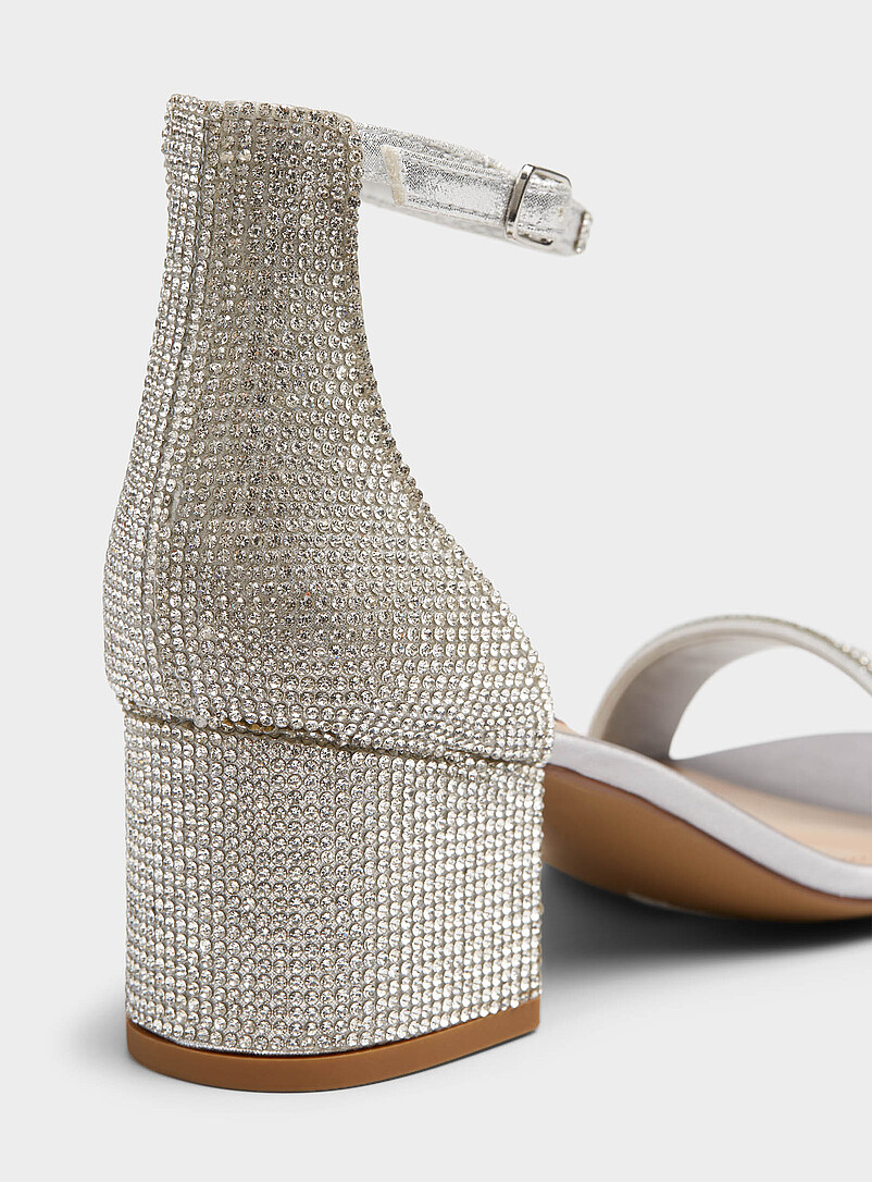 Steve Madden: La sandale talon bloc &eacute;tincelante Irene Femme Argent pour femme