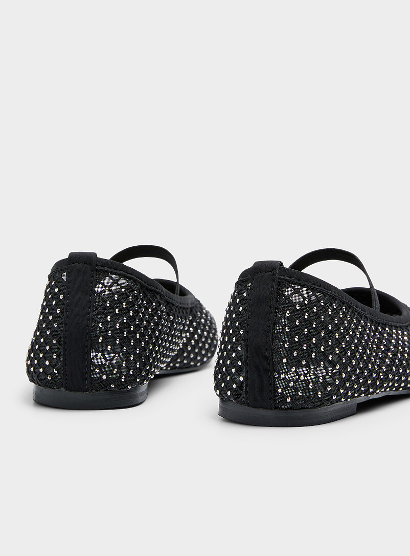 Steve Madden: La ballerine Mary Jane filet et cristaux Roamm Noir pour femme