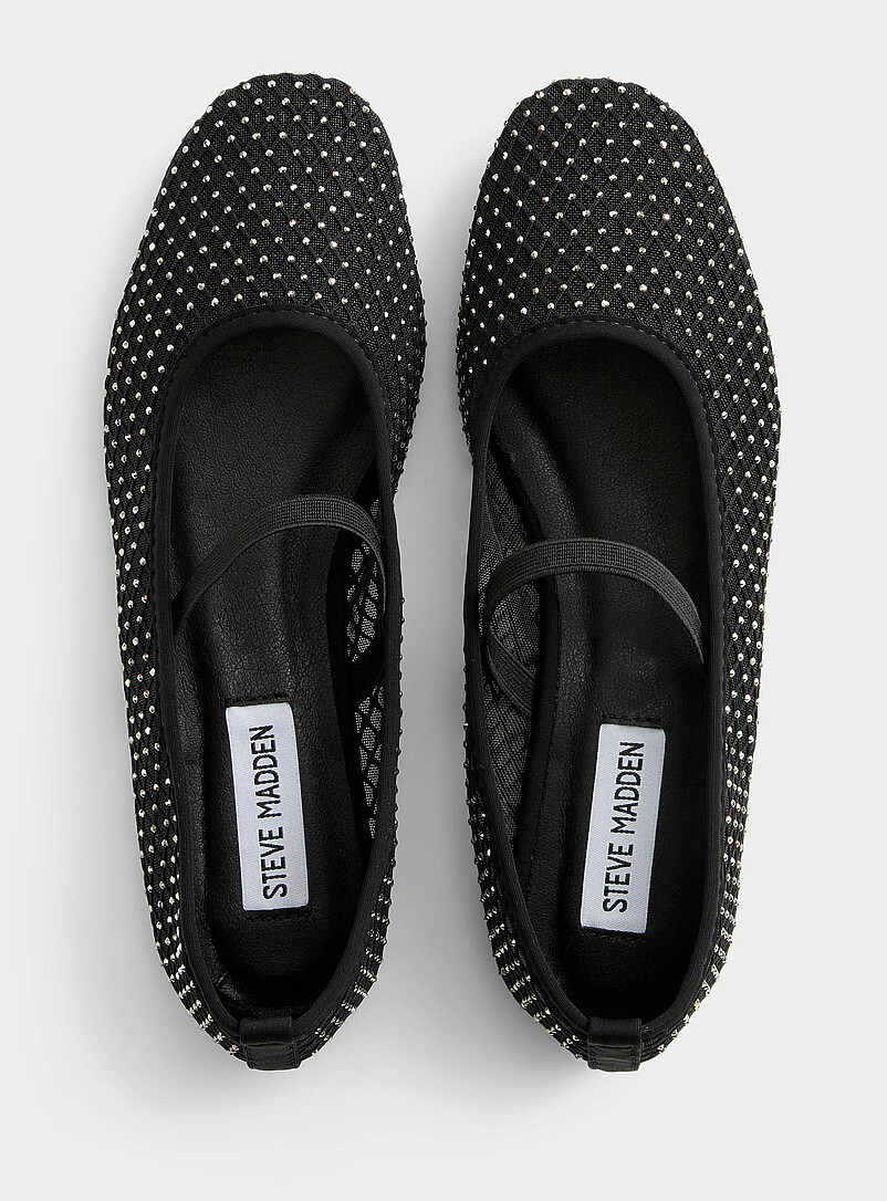 Steve Madden: La ballerine Mary Jane filet et cristaux Roamm Noir pour femme