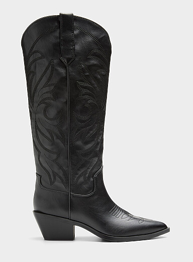 La botte western fioritures surpiqu&eacute;es