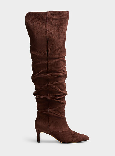 Steve Madden: La botte effet su&egrave;de drap&eacute;e Stassi Femme Brun pour femme