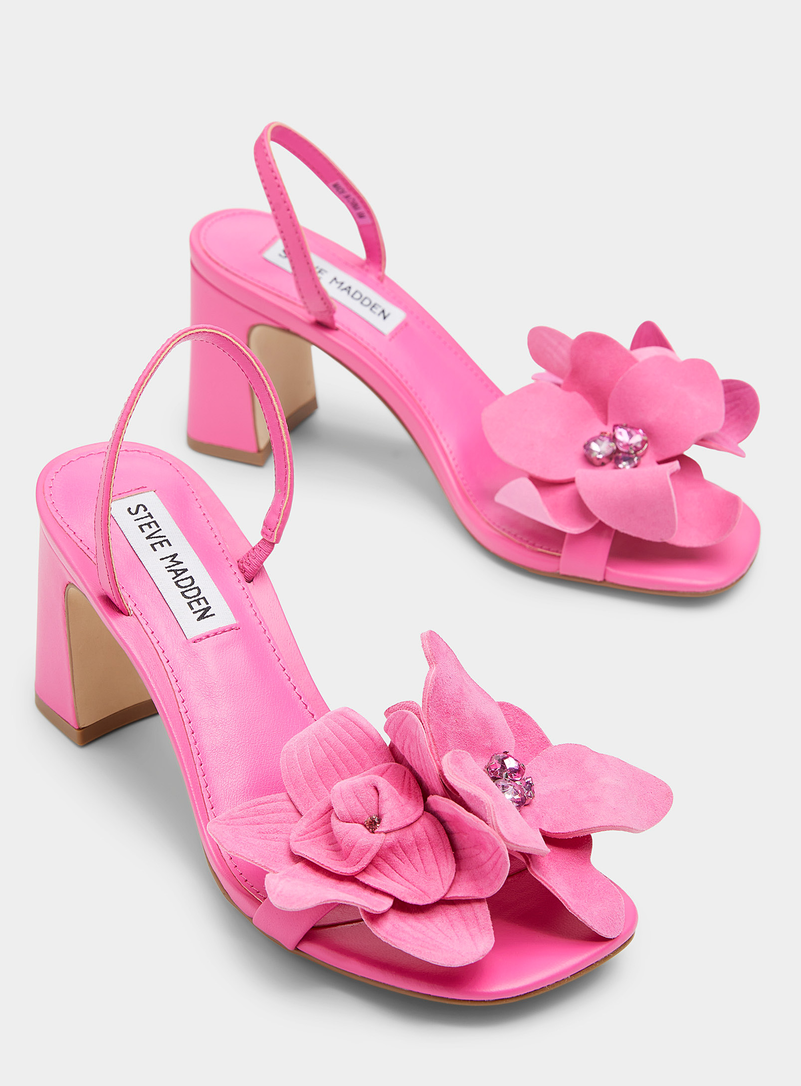 Shop Steve Madden Farrie Flowers Heeled Sandals Women In Pink