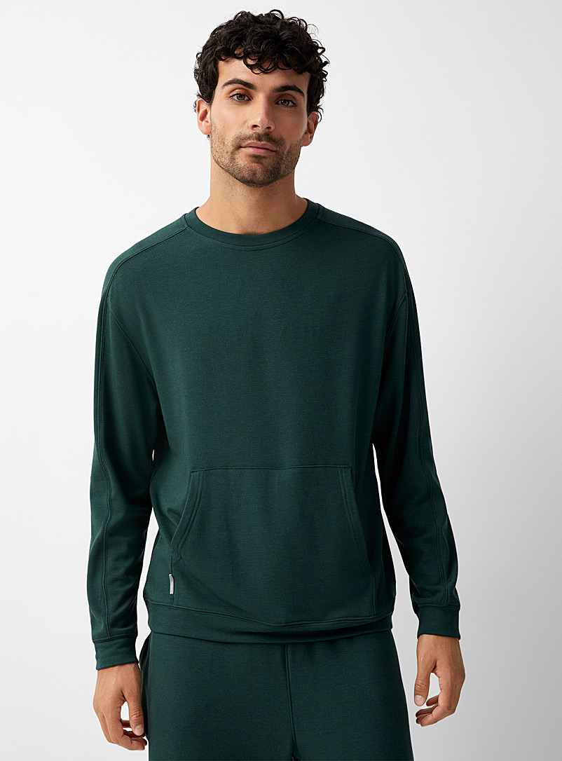 Everyday Sunday Green Forest-green viscose lounge sweatshirt for men