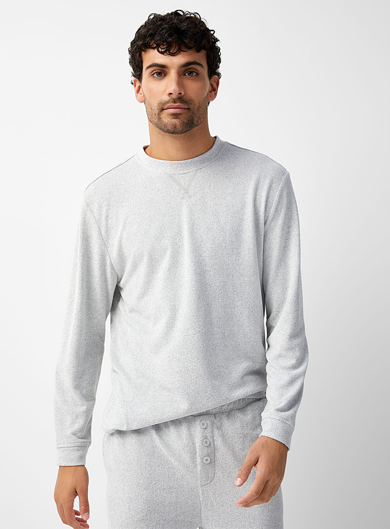 Everyday Sunday Pale Grey Heather-grey brushed lounge T-shirt for men