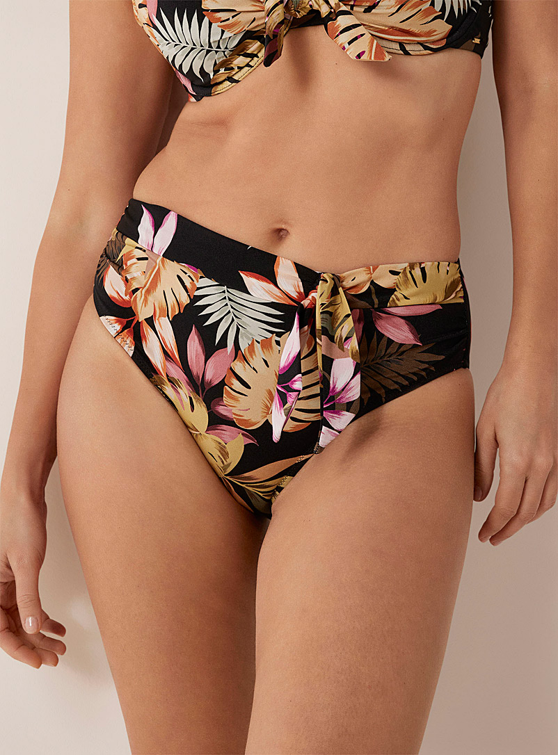 Tropical foliage knotted bikini bottom, Everyday Sunday, Shop High Waist swimsuit  bottoms online