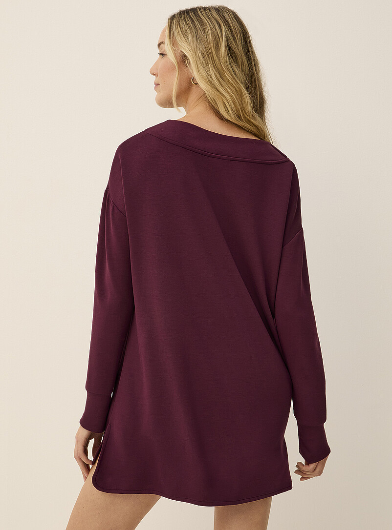 UG Apparel Women's Everyday Tunic Top - Long Sleeve Maroon Shirt With Hi-Low Hem, NCAA Licensed