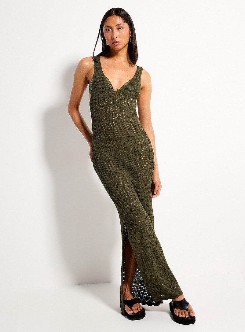 V-Neck Crochet Maxi Dress