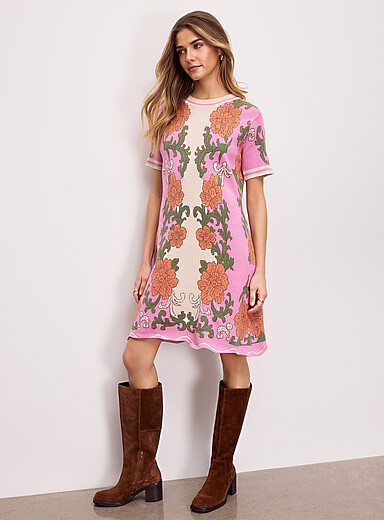 La minirobe rose jacquard floral