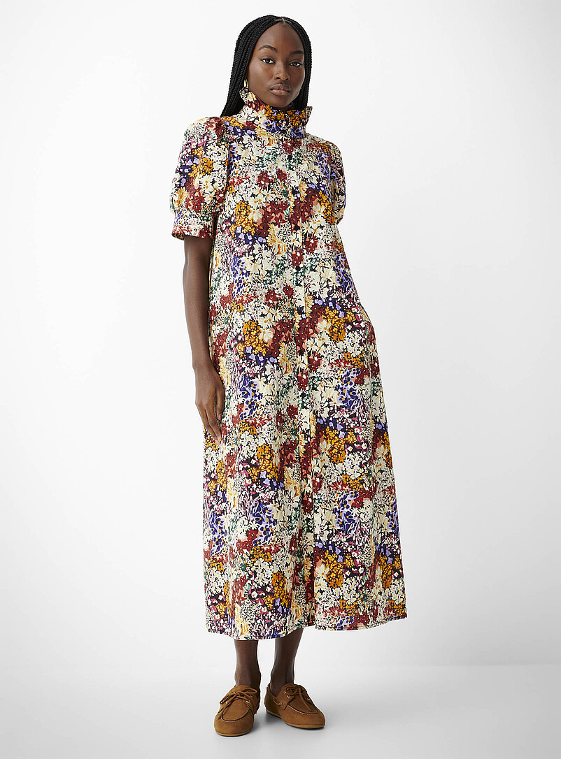 Muted flowers Victorian collar maxi shirtdress | Icône | Long