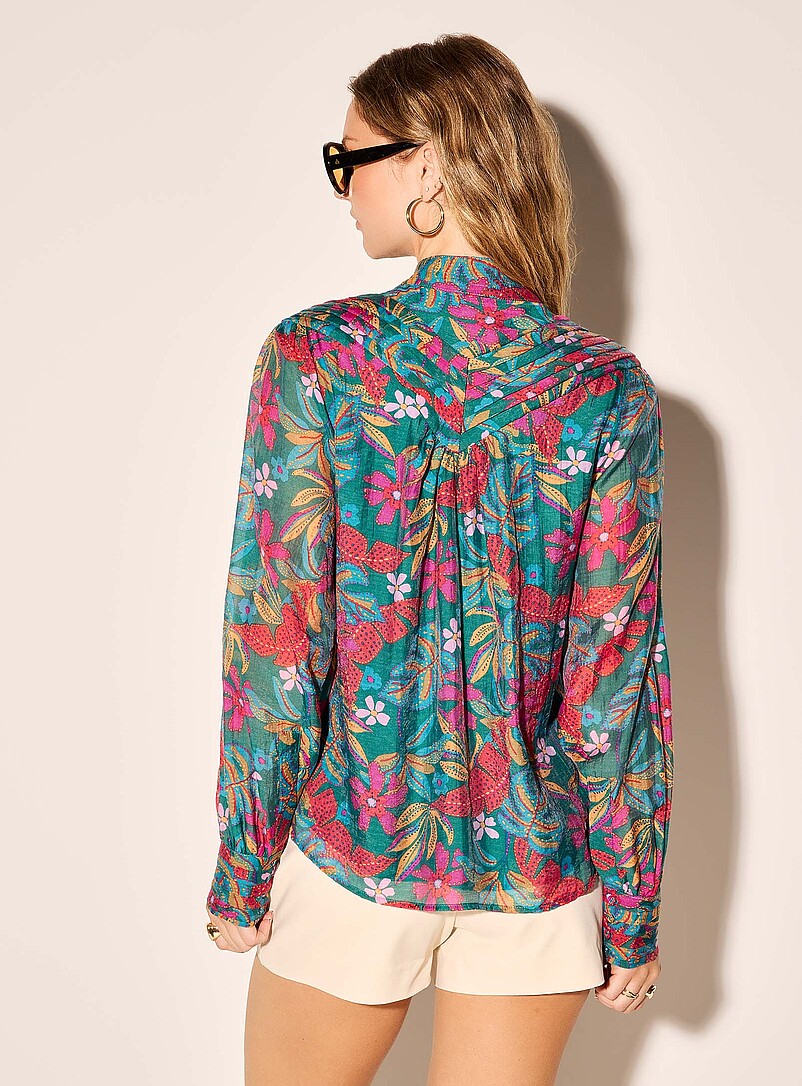 Flower garden officer collar voile blouse product image 3