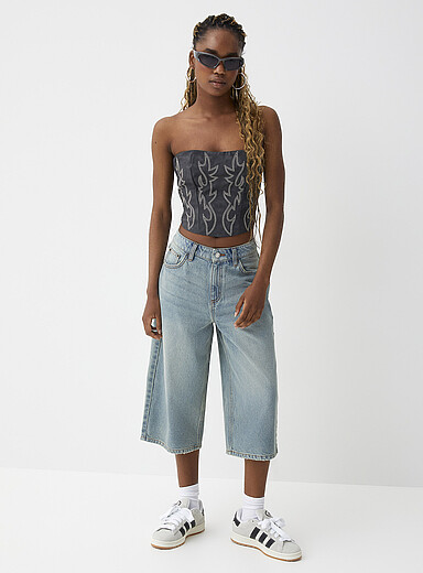 Western topstitching faux-leather bustier | Twik | | Simons