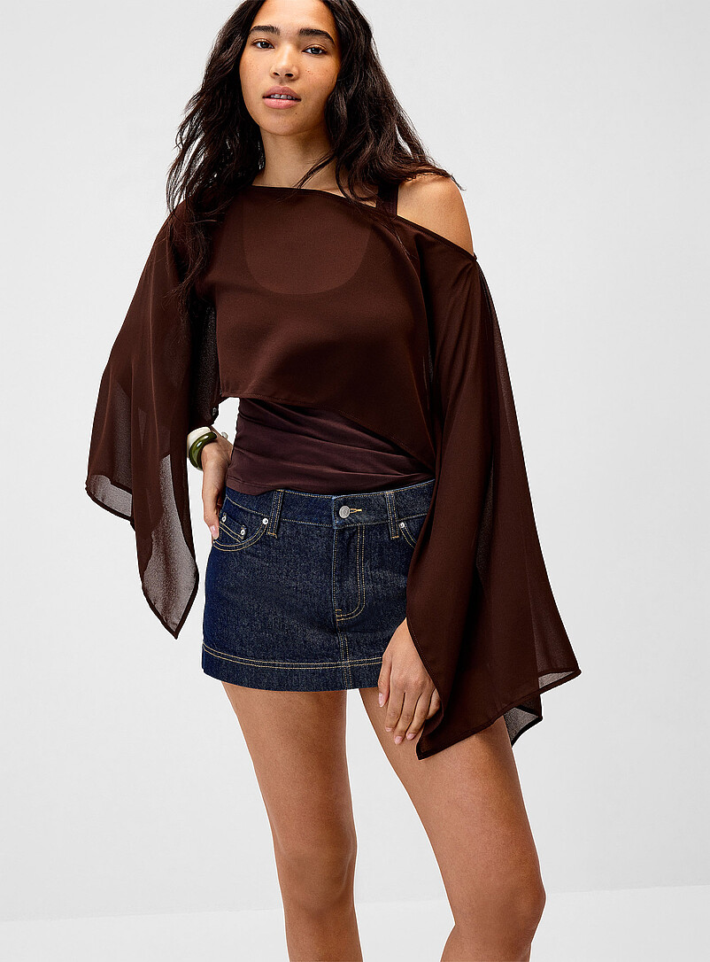 Cropped Chiffon Poncho