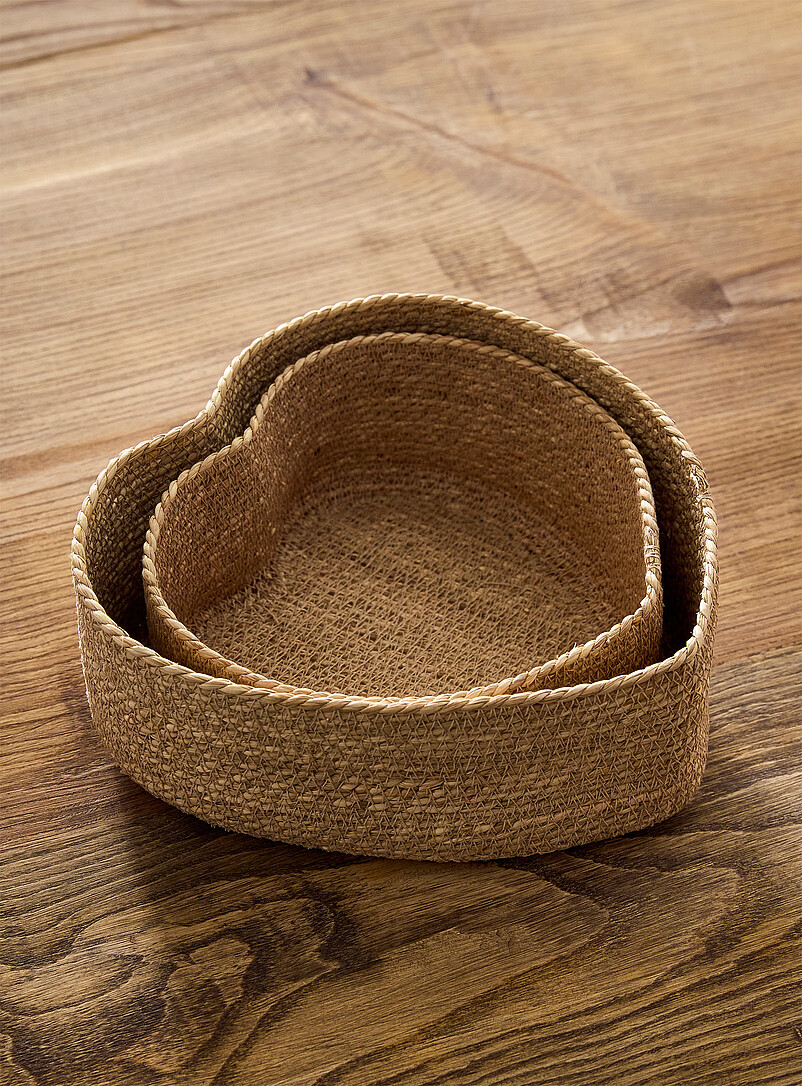 Simons Maison: Le panier c&oelig;ur jonc de mer Assorti