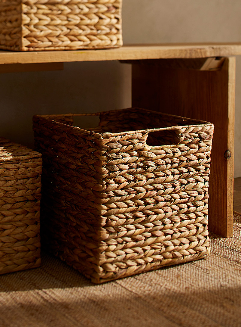 Simons Maison Light Brown Water hyacinth cube storage basket