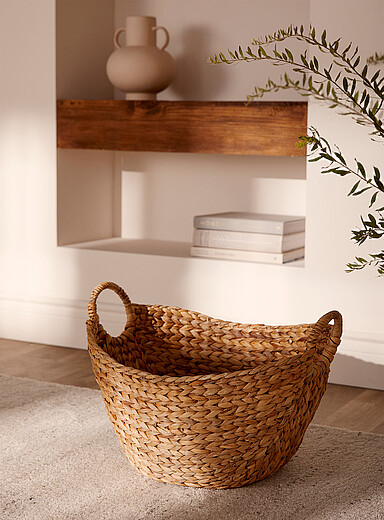 Large braided water hyacinth basket