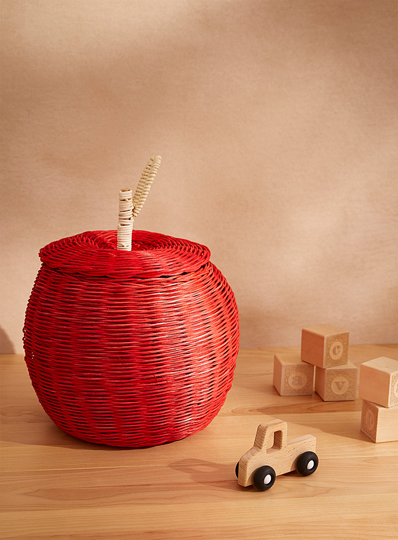 Simons Maison Red Children's rattan apple basket
