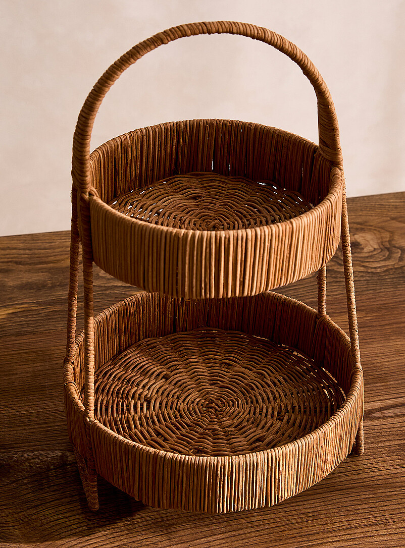 Rattan two-tiered cake stand product image 2