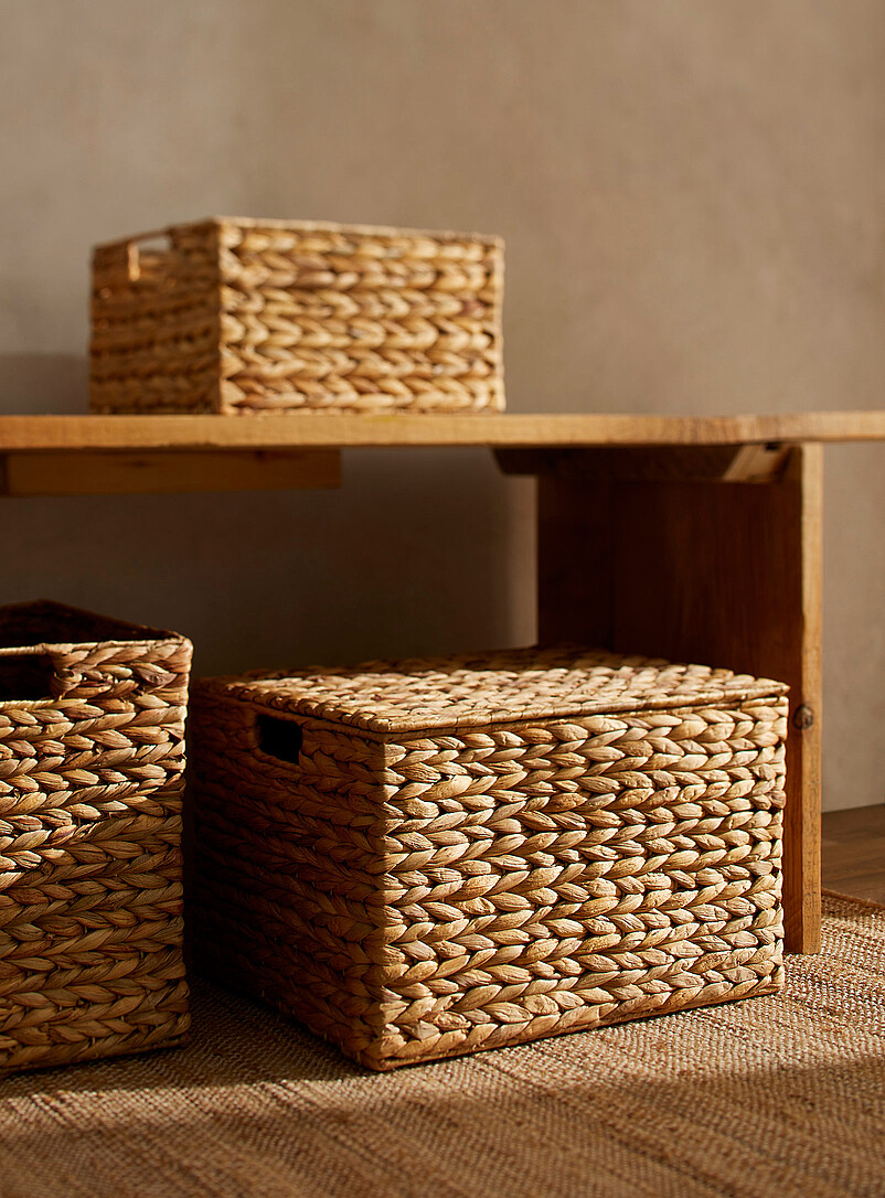 Large water hyacinth storage basket with lid product image 3