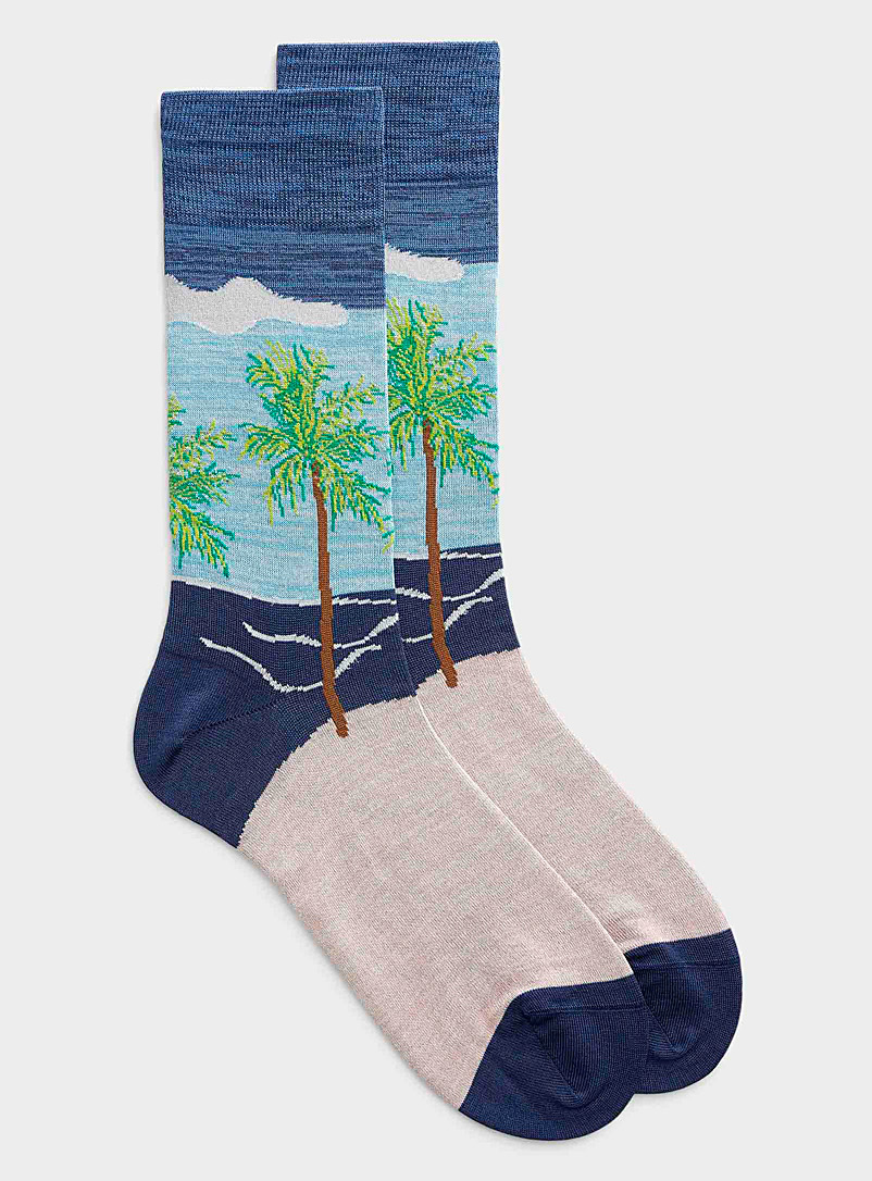 Bugatchi Teal Tropical beach sock for men
